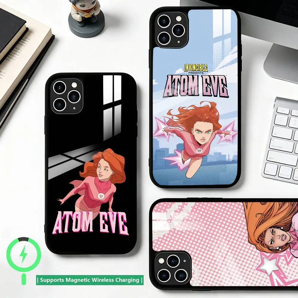 

Cartoon I-Invincible Atom Eve Phone Case For iPhone17,16,15,14,13,12,11 Plus,Pro Supports Magnetic Wireless Charging