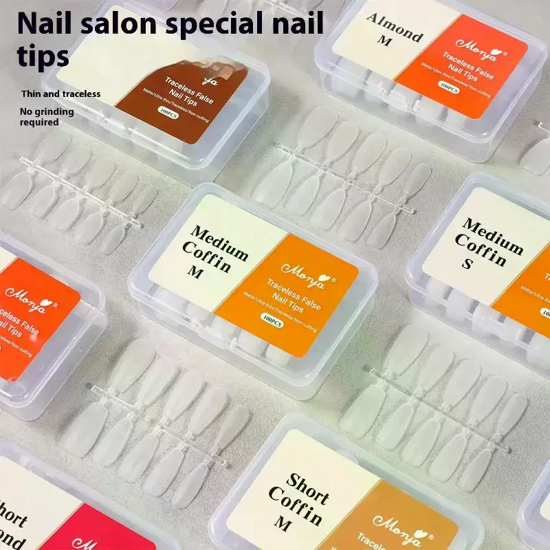 /Kuz/100Pcs/box Fake Nails NO Polishing No Trace Demal Press On False Thin Nail Tips For Extension Home DIY