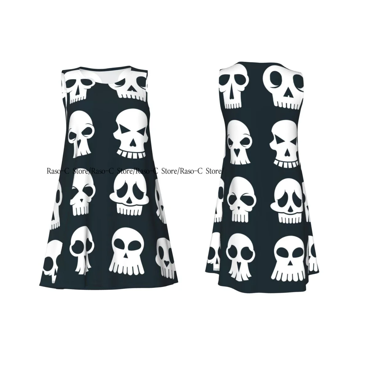 女性のドレス夏カジュアル T シャツドレスビーチカバーアップ面白いホワイトスカルタンクドレス