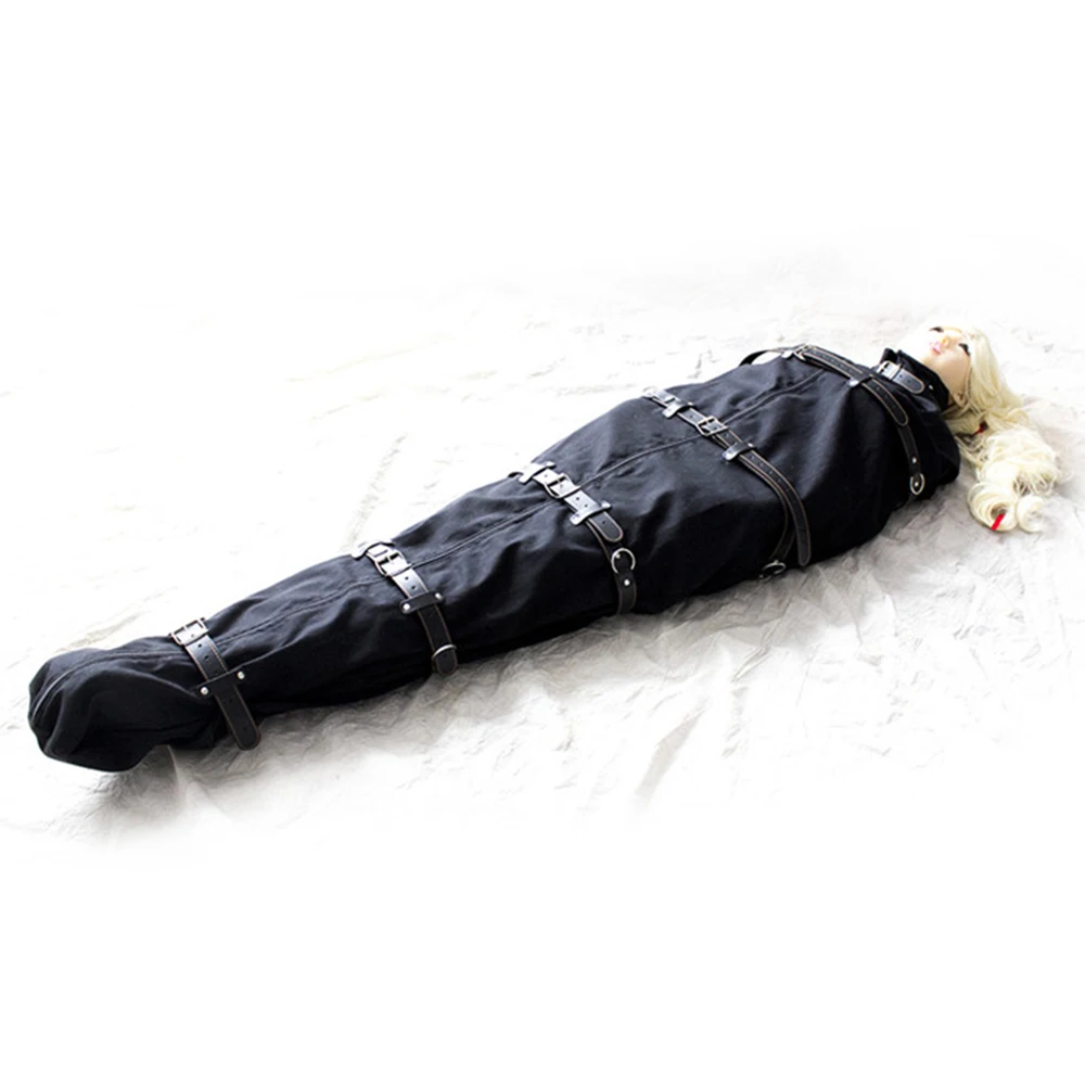 

BDSM Slave Bondage Mummy Restraint Bag Sack Sleeping Bags Straight Jacket Bodysuit Leather Body Binding Straps Couples Sex Toys