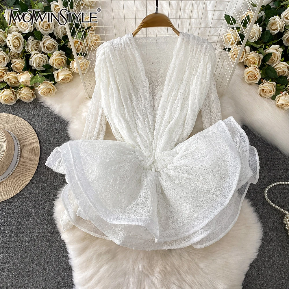 

TWOTWINSTYLE винтажные комплекты из двух предметов в американском стиле для женщин, топ без рукавов с длинными рукавами, шикарный комплект, женская мода KSE549945