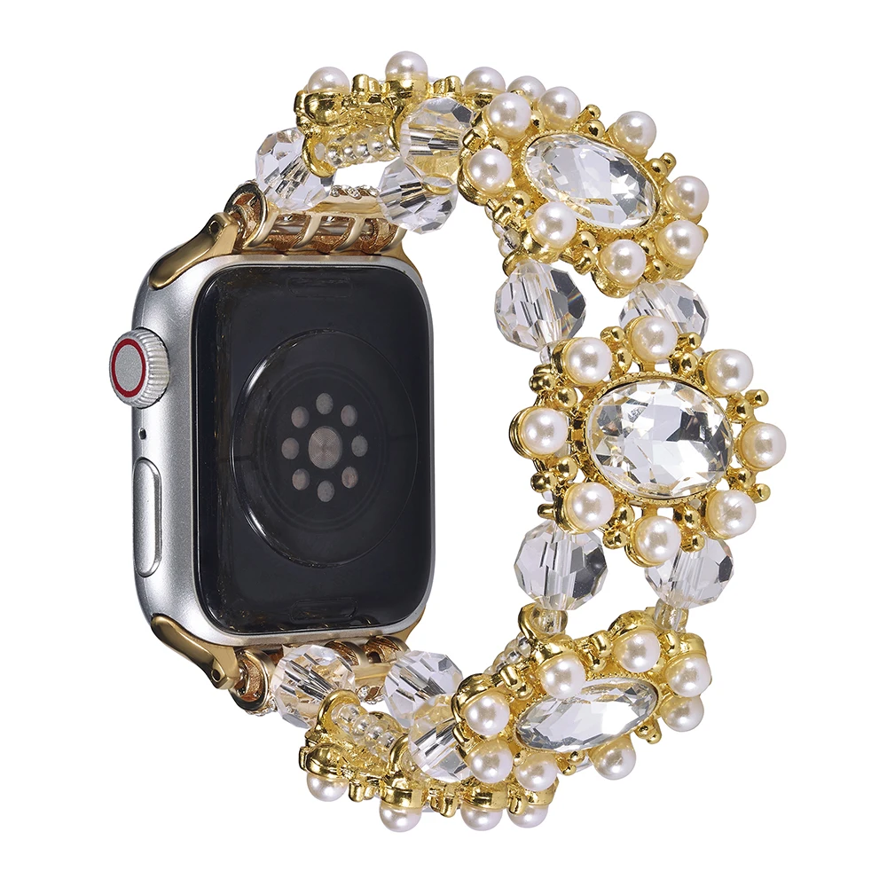 

Pearl Gemstone for Apple watch38mm 40mm 41mm 42mm 44mm 45mm 49mm models for iWatch Series 98se76543ultra 2bands