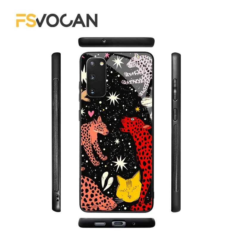 詩的な豹の精霊が星の下で踊る Samsung Galaxy S26 S25 S24 S23 S22 S21 S20 Plus Ultra A53 A54 A32 A33 A34 A35 A55用