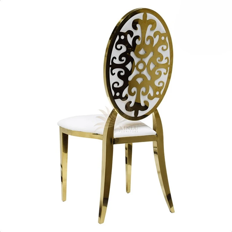 

Stainless steel dining chair with modern leather metal seats for use in homes and hotel living rooms