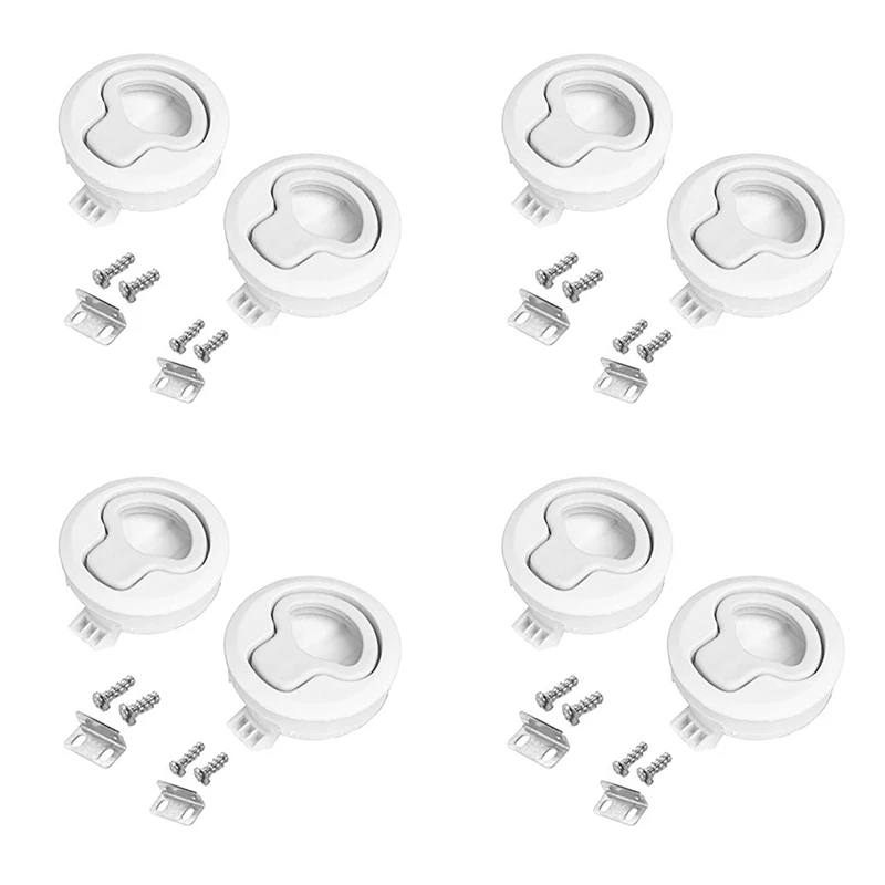 8X Boat Latch Slam Latch Flush Pull Slam Latch Round Pull Latch Marine Hatch Latch For Boat Deck RV Cabinet Door Drawers