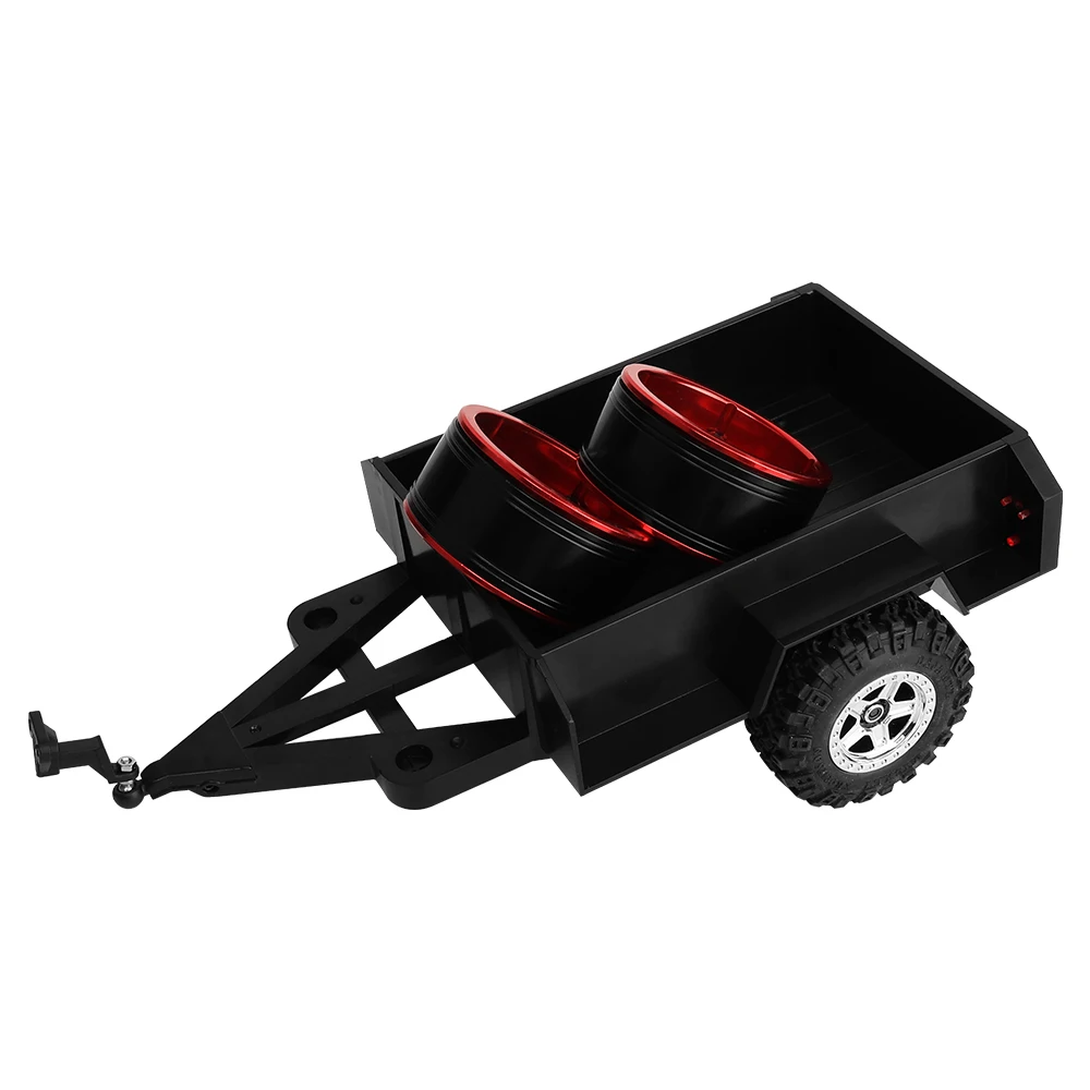 1PC Black 1/18 TRX4m 1/24 SCX24 Plastic Trailer Bucket Car With Wheels for Scale SCX24 RC Crawler Car Upgrade Parts