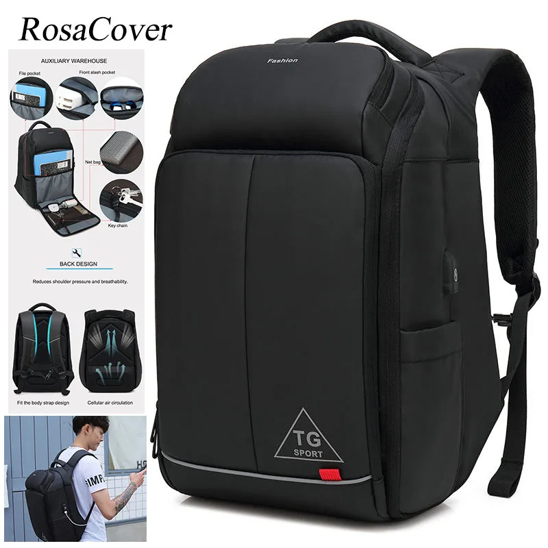 Men's 15.6 Inch Laptop Backpack USB Multifunctional School Bag Travel Pack Double-Shoulder Rucksack For Male Female Mochilas