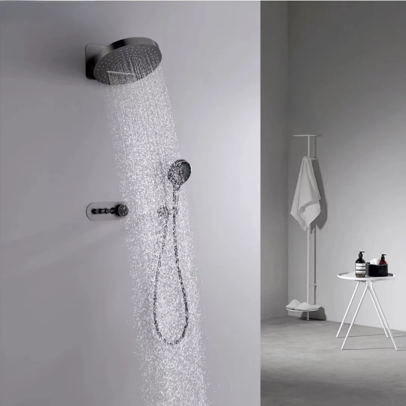 

Luxury Rainfall Wall Shower Thermostatic Bath Tap Wall Type Concealed Constant Shower Set Embedded Thermostatic Shower Set