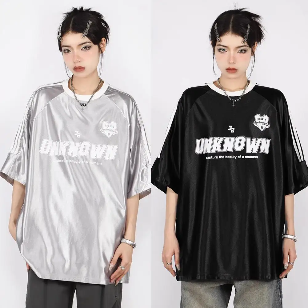 American Vintage Sports Short Sleeve T-shirt O-Neck Women Summer All-Match Loose Design T-shirt Fashion Summer Tops Daily Casual