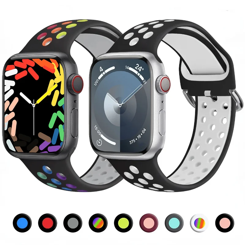 Silikon armband für Apple Watch Ultra/2 49mm 9 8 7 45mm 41mm poröses atmungsaktives Sporta rmband für Serie 6 5 4 3 2 se 44mm 40mm
