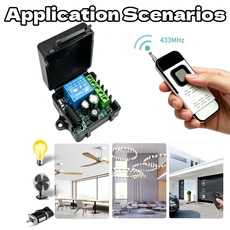 Long Range Sliding Cover Remote Control Switch AC110V 220V 433MHz RF Relay Receiver Kit For Garage Door Gate Opener Lighting