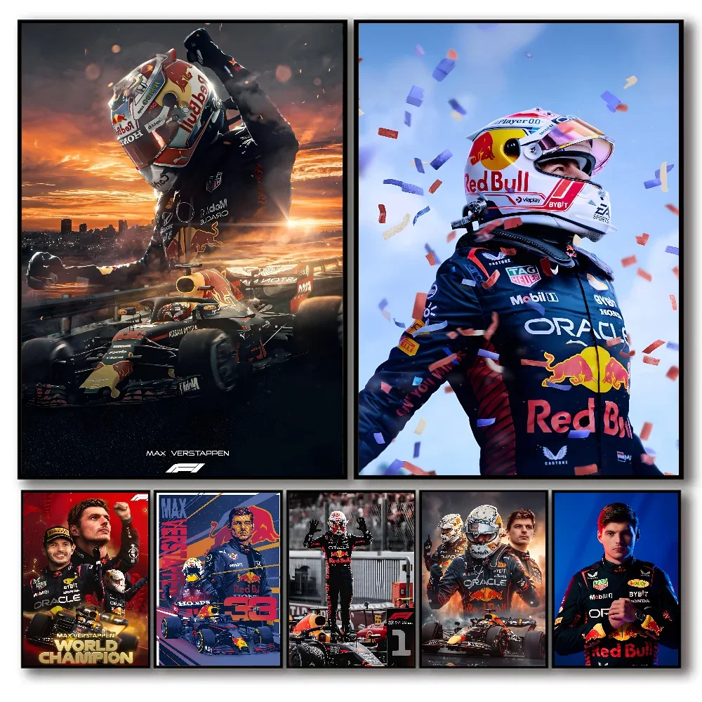 F1 M-Max Verstappen Poster and Print Canvas Painting Home Living Room Bedroom Entrance Bar Cafe Home Wall Art Decoration