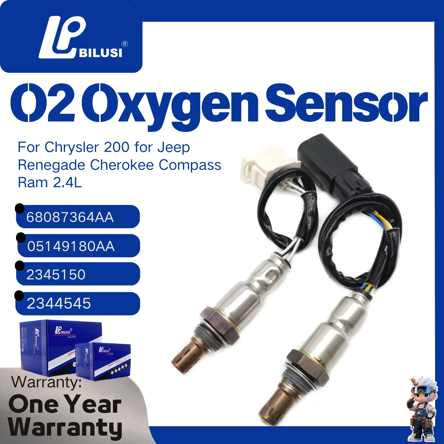 

O2 Oxygen Sensor Front Rear 68087364AA 05149180AA for Chrysler 200 for Jeep Renegade Cherokee Compass Ram 2.4L 2345150 2344545