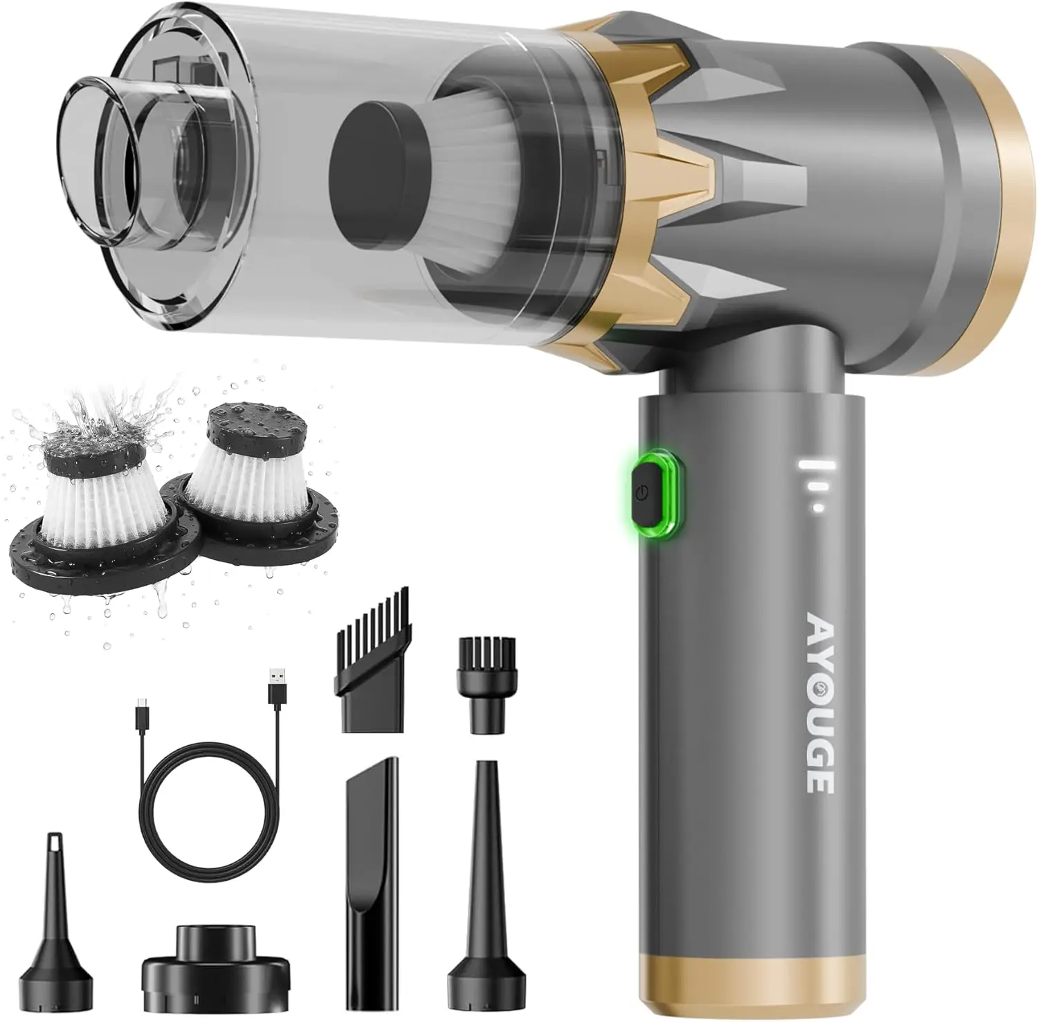 

Portable Cordless Car Vacuum 20000PA, 3-Speed Brushless Motor, 4-in-1 Handheld Vacuum for Car Home Office Camping - Grey