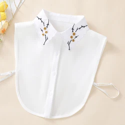Women's Fashionable Embroidered Plum Blossom Collar with Sweater Fake Collar half Shirt Versatile Decoration Chiffon Fake Collar