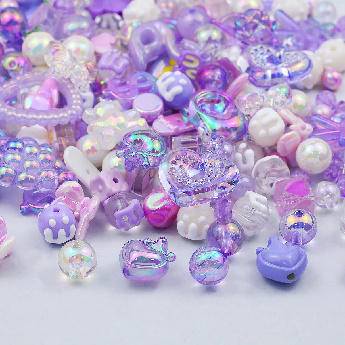 الأرجواني 60 جرام الاكريليك متعدد الألوان مختلط نمط فضفاض الخرز لصنع المجوهرات أساور سلاسل الهاتف المعلقات لوازم النتائج