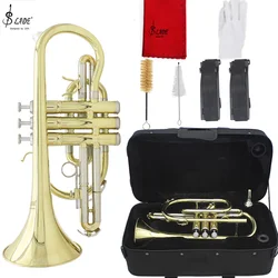 SLADE Professional Cornet  Silver and Gold Plated Horn B-flat Professional Brass Instrument Cornet with Box Accessories