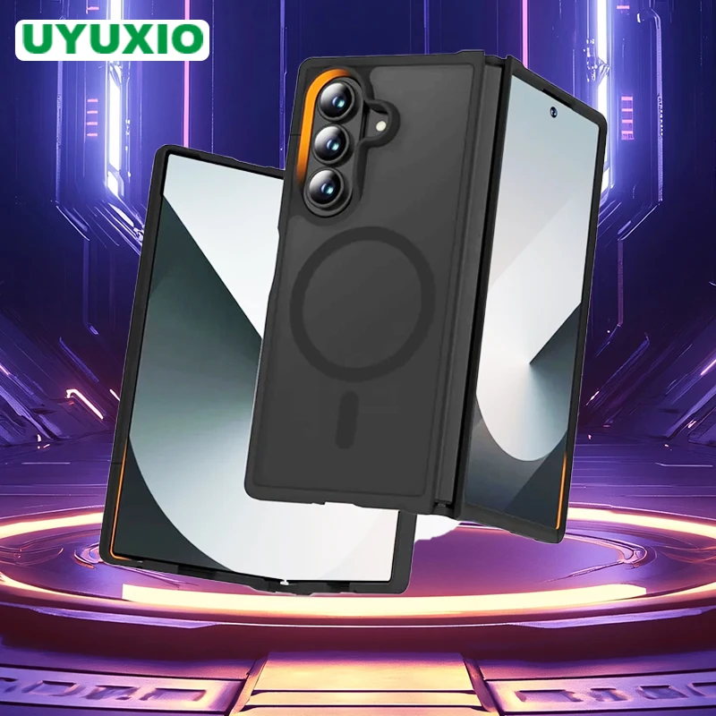 

UYUXIO Magnetic Mobile Phone Case for Samsung Galaxy Z Fold 7 Wireless Charging Cases with Magnet Slim Rugged Translucent Cover