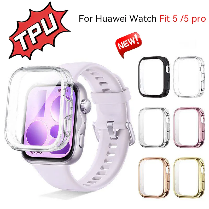Screen Protector For HUAWEI Watch fit 5 Pro Accessories Soft TPU Anti-collision protective shell Bumper Frame huawei fit 5 Case