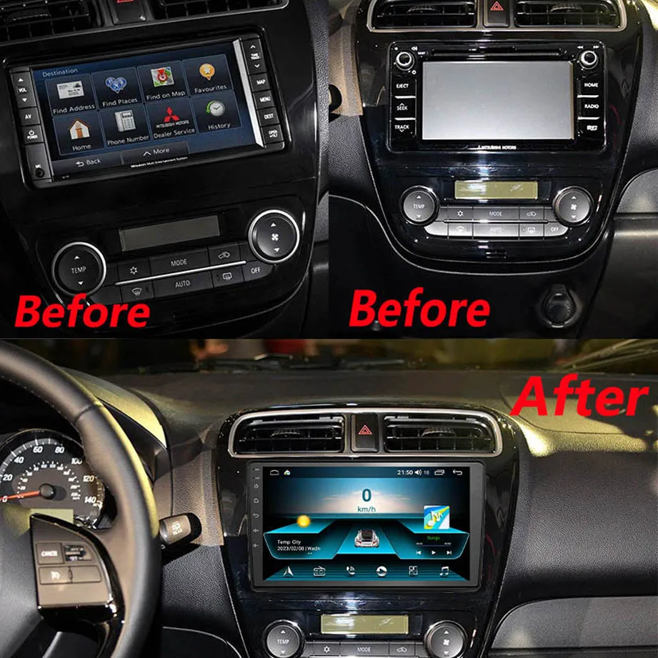 2 Din Car Radio For Mitsubishi Mirage Attrage 2012-2018 Android14 Car Multimedia Player 4G GPS Navigation Carplay Android auto