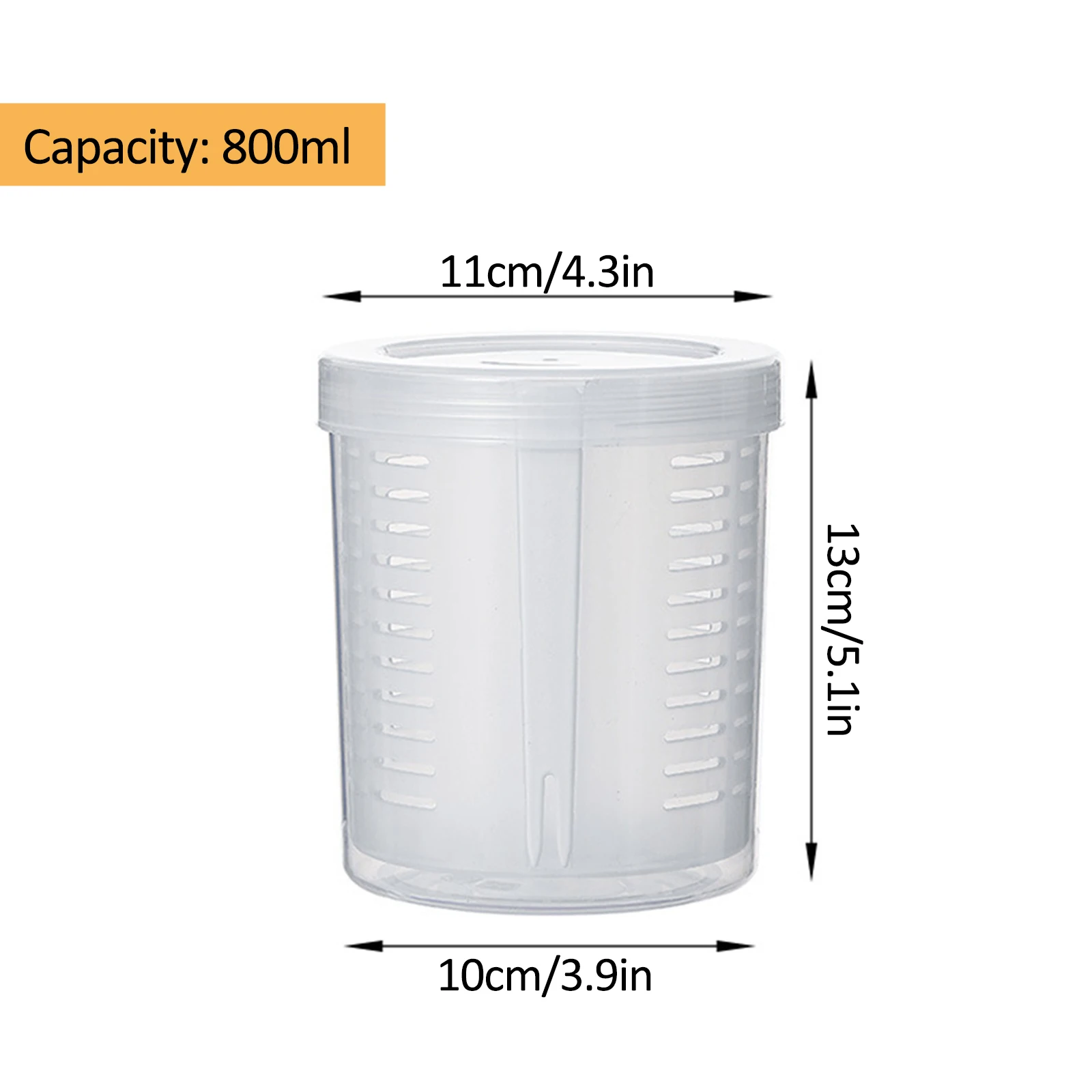 Cups Storage Container Dry Wet Separation Plastic Pickle Jar Double Layer Drainage Strong And Durable 800ml With Strainer Insert