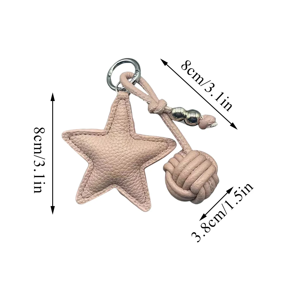 Star PU Leather Keychain Charms Five-pointed Star Car Key Ring Versatile Bag Pendant Key Chains For Women Bag Charms Pendant