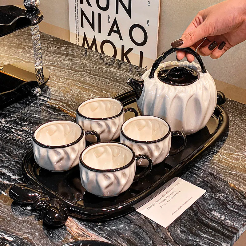 Ceramic Chinese Coffee Cup Set Children Flatten Vintage Coffee Cup Set Container Indoor Modern Cantinho Do Cafe Coffee Tools