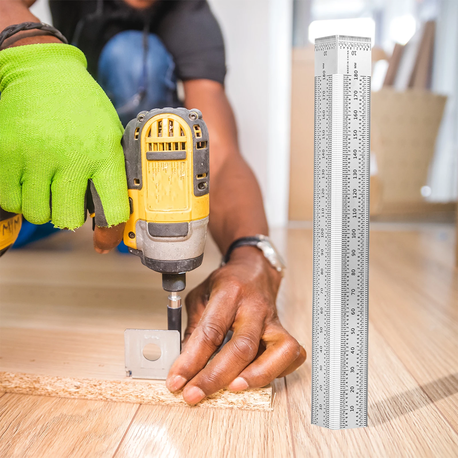 

Stainless Steel Carpentry Ruler Multifunctional Woodworking Measuring Marking Tool Fine Scale Home Furnishing Practical Long