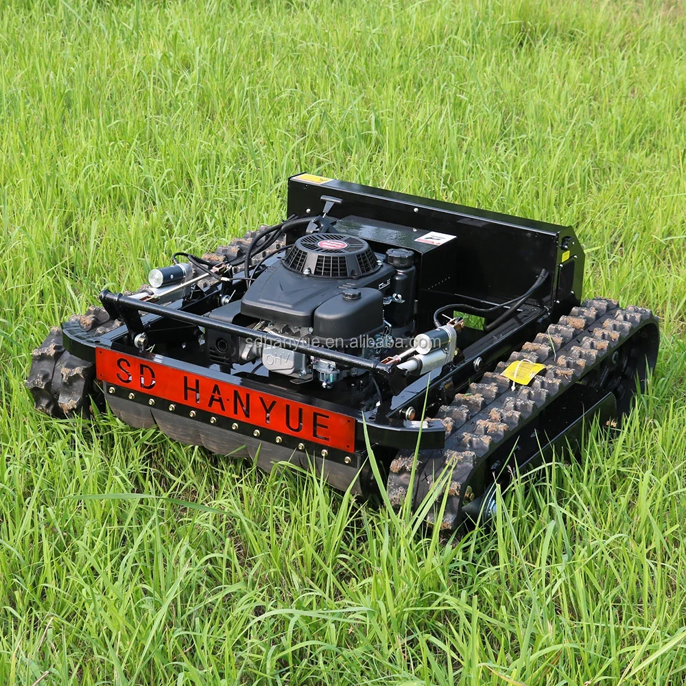 Double row crawler lawn mower tank 600 800mm gasoline remote control lawn mower with external fuel tank