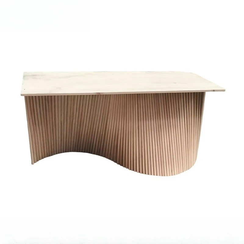 

New Chinese solid wood tea table white embryo designer special-shaped ash wood boss