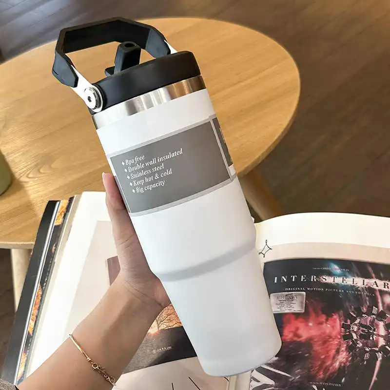 600/890 مللي ترمس من الفولاذ المقاوم للصدأ القدح مع القش يحافظ على البرد والحرارة كوب حراري قارورة معزولة للسيارة كوب ماء للخارجية #6