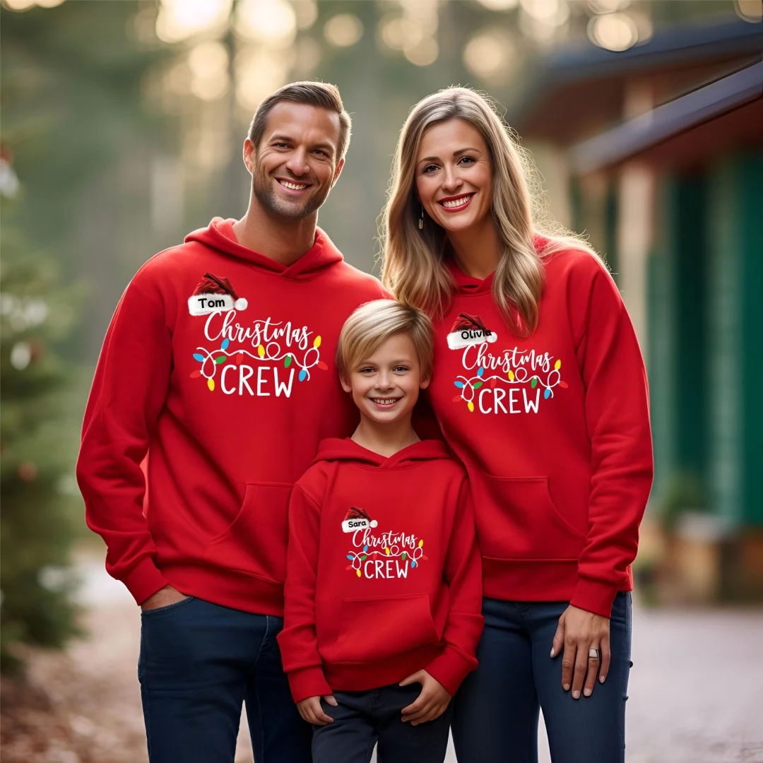 شخصية الأسرة عيد الميلاد هوديي مخصص مطابقة عيد الميلاد البلوز القطن الخريف موضة طفل هوديي الرجال والنساء Y2K هوديي #1