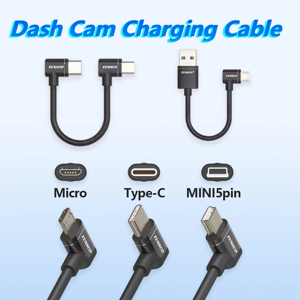 USB C Type-C Micro Mini 90 Degree Charging Cable for Dash Cam Gimbal Handheld Stabilizer Smartphone Cellphone Camera Holder