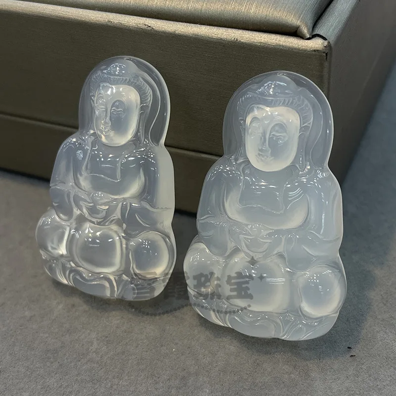 

Мужской кулон-подвеска из белого халцедона и нефрита Гуаньинь, высококачественный, тип А