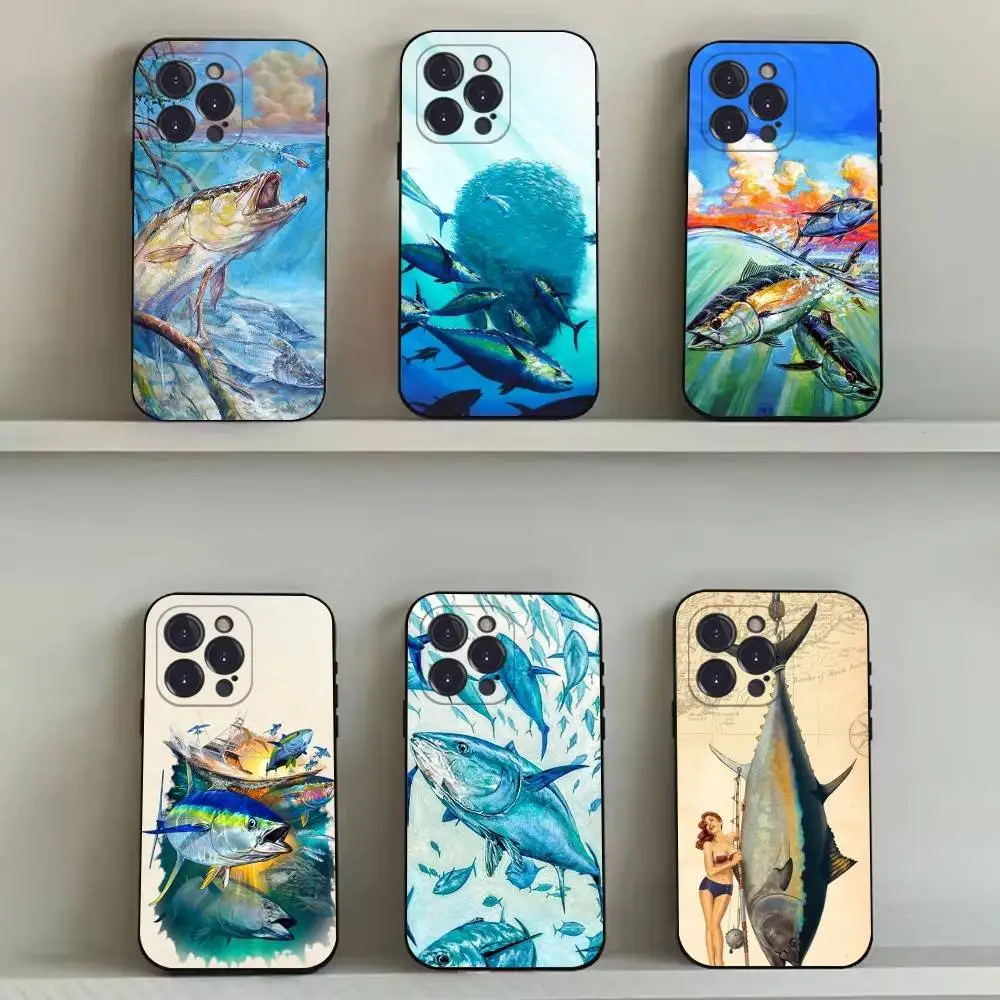 

Bluefin Tuna sea fish Phone Case For iPhone 16,15,14,13,12,11,Pro,Max,Plus,X,XS,SE4,E,Mini,Soft Black Case