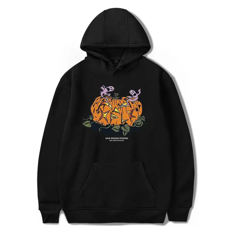 XPLR Pumpkin Hoodie Sam and Colby Halloween Merch Long Sleeve Cosplay Streetwear Women Men Sweatshirt Funny Clothes