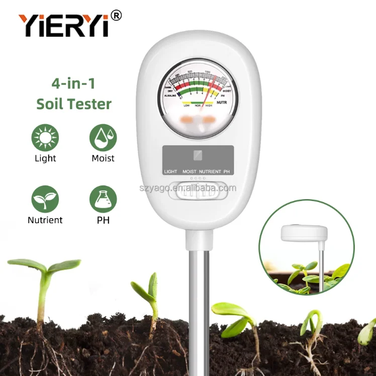 Factory New Rotatable Folding 90 Degrees Soil Fertility Soil PH Tester Soil Moisture & Light & Nutrient Meter No Batteries