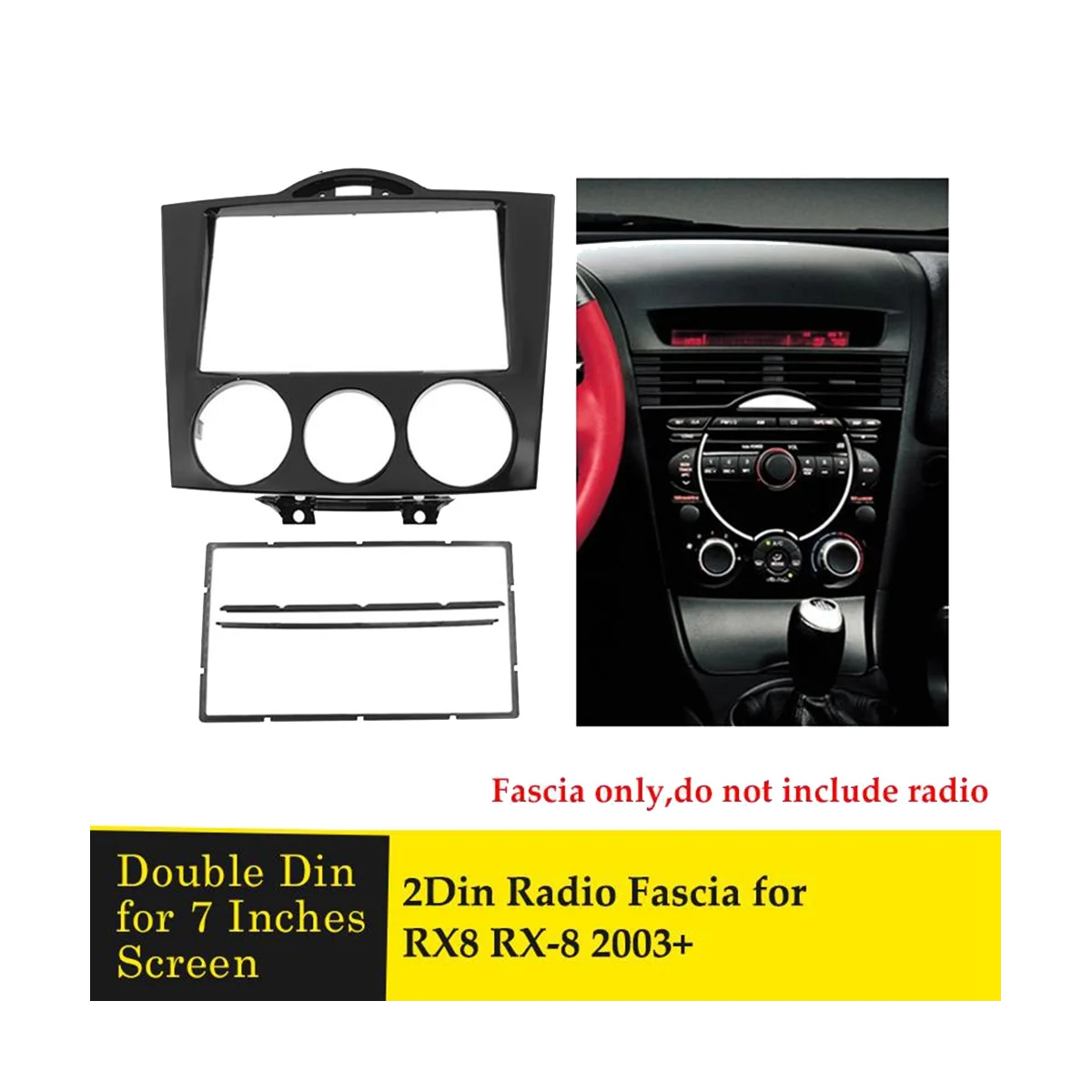 WQLSK 7 INCH 2 Din Car Stereo Radio Fascia for Mazda RX-8 RX8 2003-2008 Dashboard Video DVD Player Panel Frame Mounting Trim