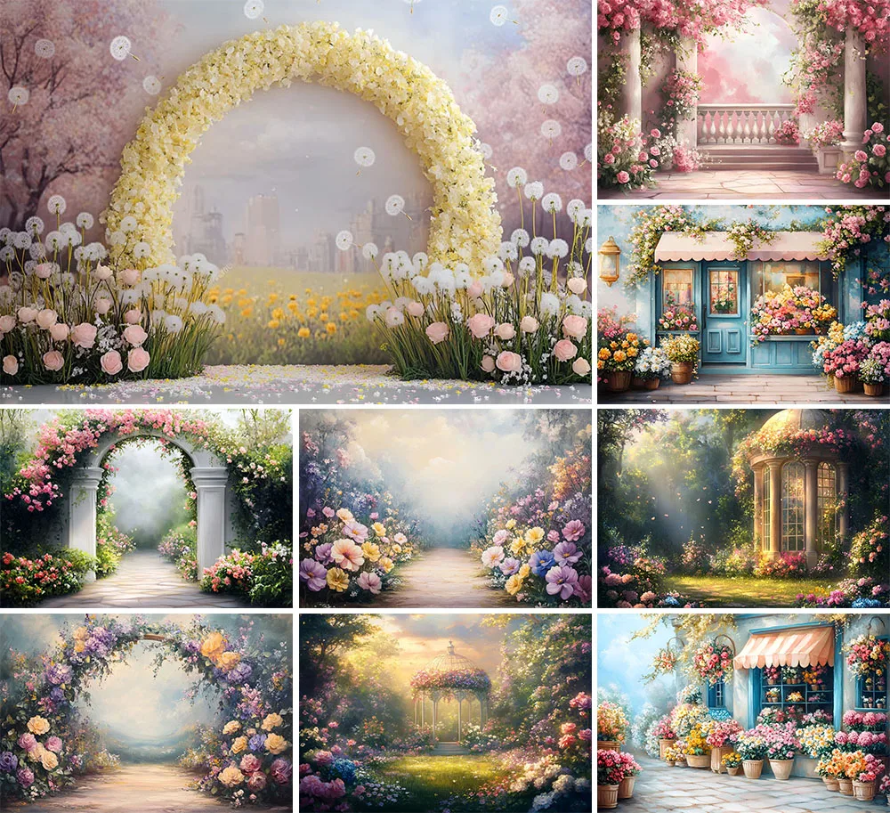

Фон для фотосъемки Mehofond, весенняя картина маслом, цветочный сад, детский торт на день рождения, портретный декор, фон для фотостудии
