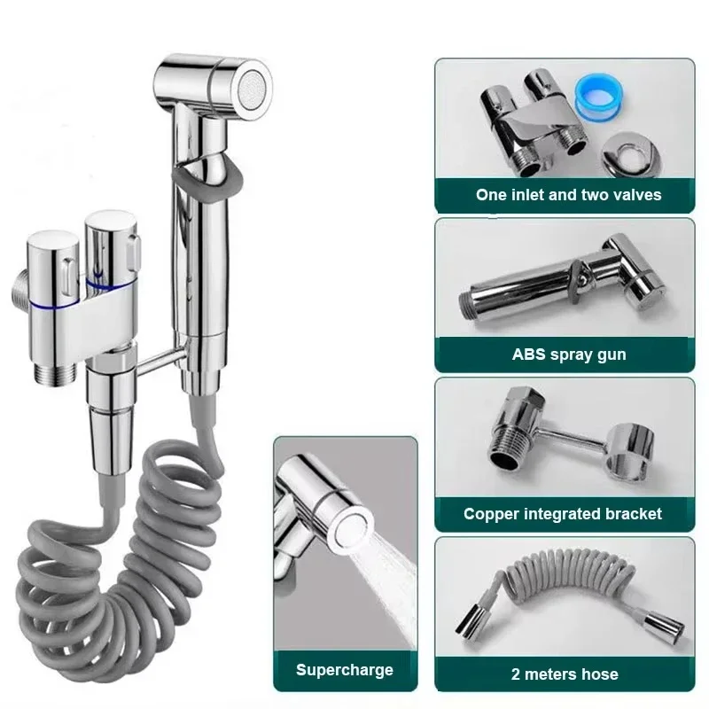 

2025 new all-copper handheld toilet sprayer, bidet faucet, shower, sanitary shower toilet faucet, double outlet bidet Bath