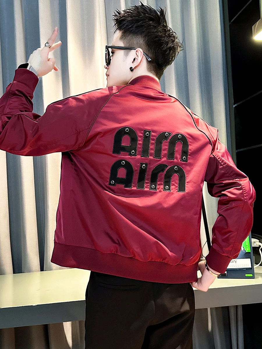 

Бейсбольная куртка с вышивкой Ele, мужская весенне-осенняя повседневная летная куртка, молодежное ветрозащитное пальто из полиэфирной ткани