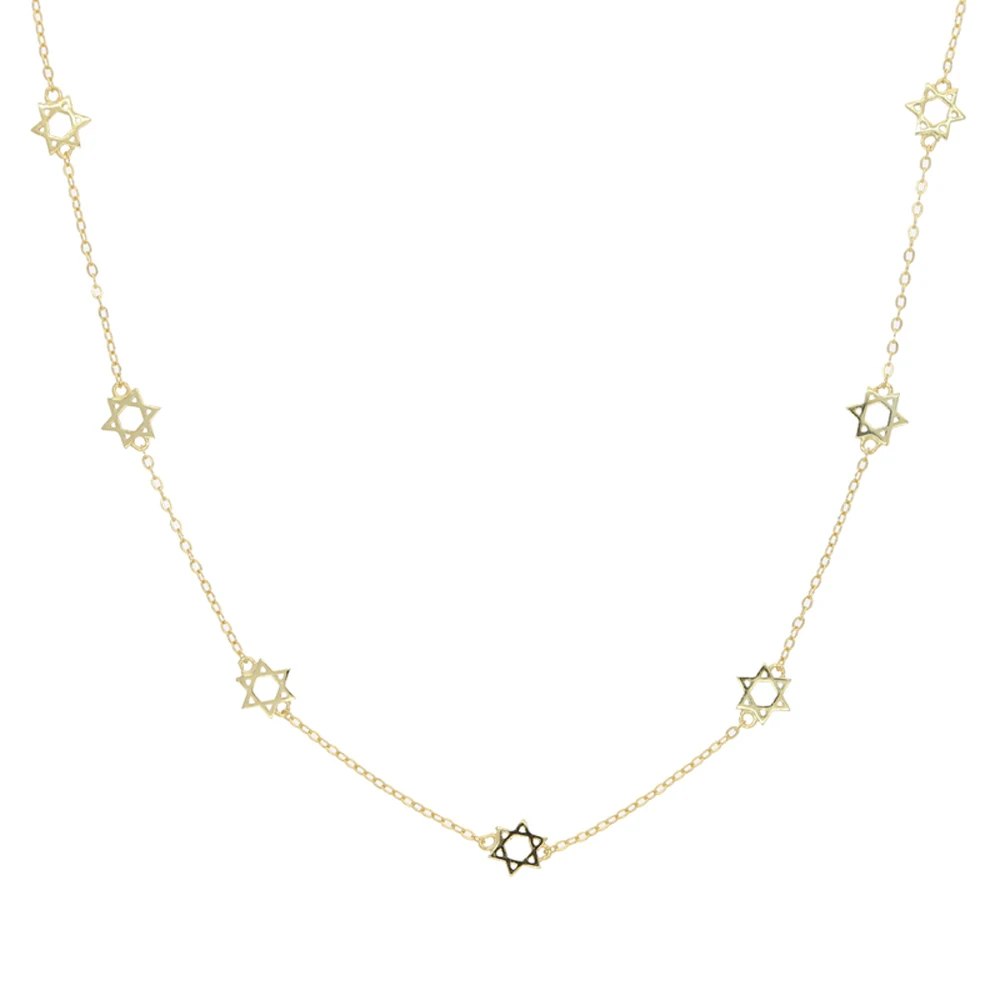 2026 New Fashion Women Jewelry High Polishing Good Quality Fashion Simple Star of David Charm Link Chain Necklace Wholesale