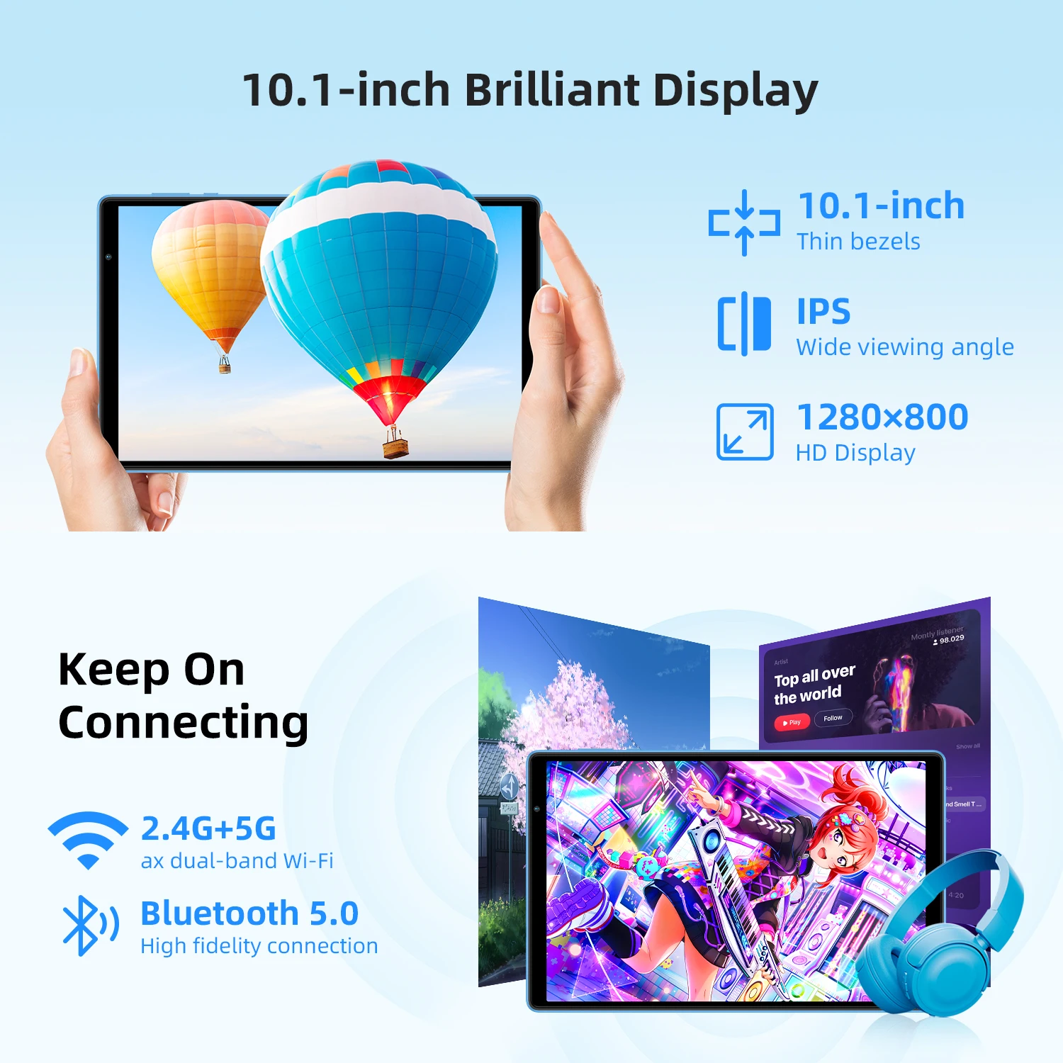 Teclast P25T Tablet 10.1‘’ IPS Allwinner A133P Quad Core Android 12 (4+4) 8GB RAM 64GB ROM TF up tp 1TB Wi-Fi 6 BT5.0 Type-C