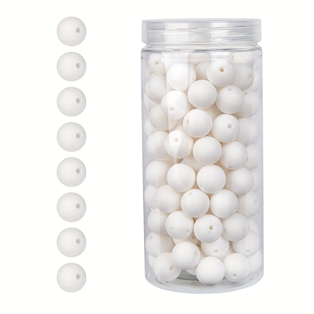 100 Stück/Box 12/15 mm Silikonperlen-Set für Schlüsselanhänger, Halskette, Armband, Umhängeband, Herstellung von runden Gummi-Silikon-Fokalperlen – Detail 12