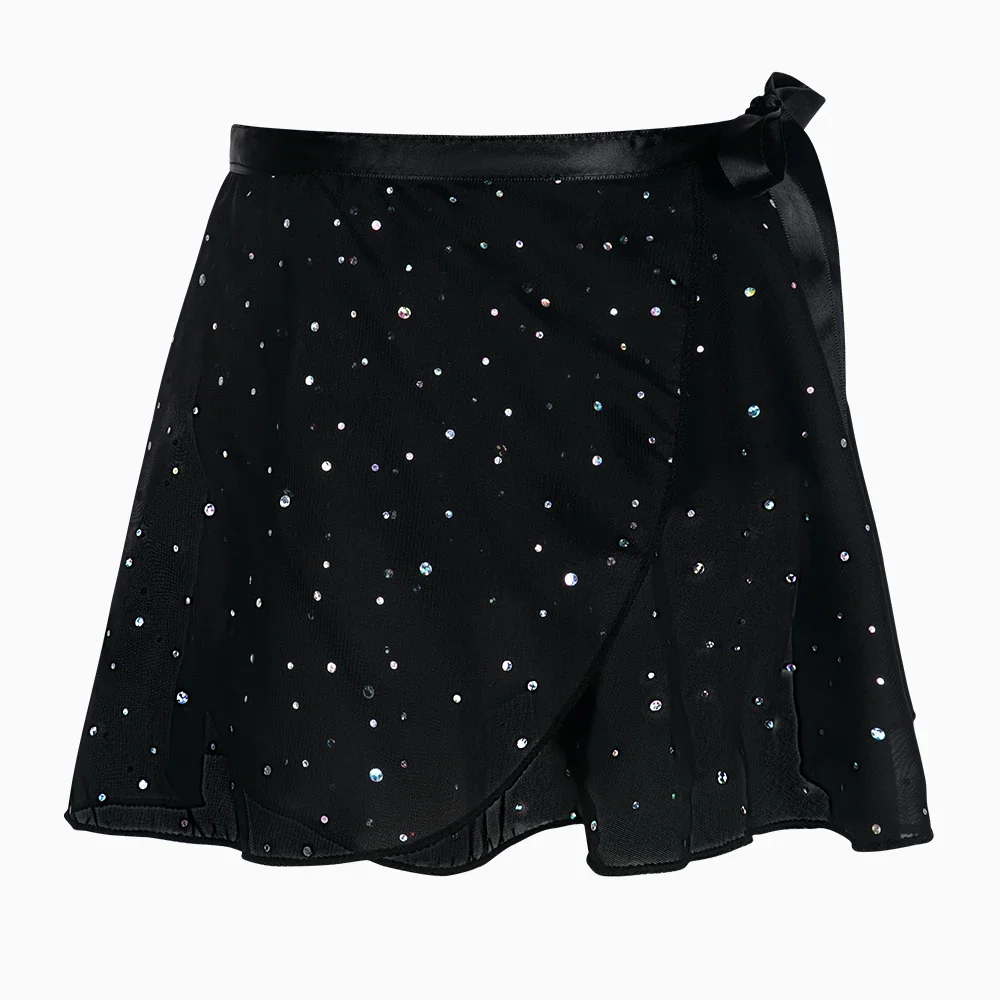 女の子バレエスカートダンスラップスカートシフォンキラキラチュチュドレス調節可能なダンスウェアスカートバレリーナダンス服