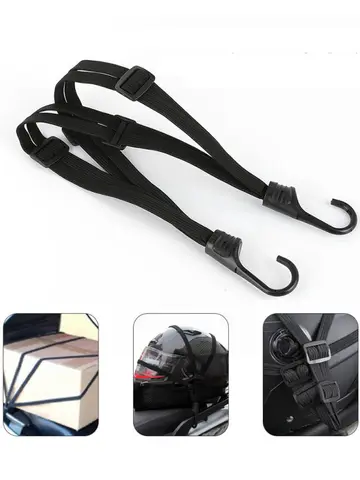 SEAMETAL Motorcycle Back Seat Helmet Strips Elastic Rope Motorcycle Helmet Fixed Strap Adjustment Fix Rope Goods Strap 60cm/90cm