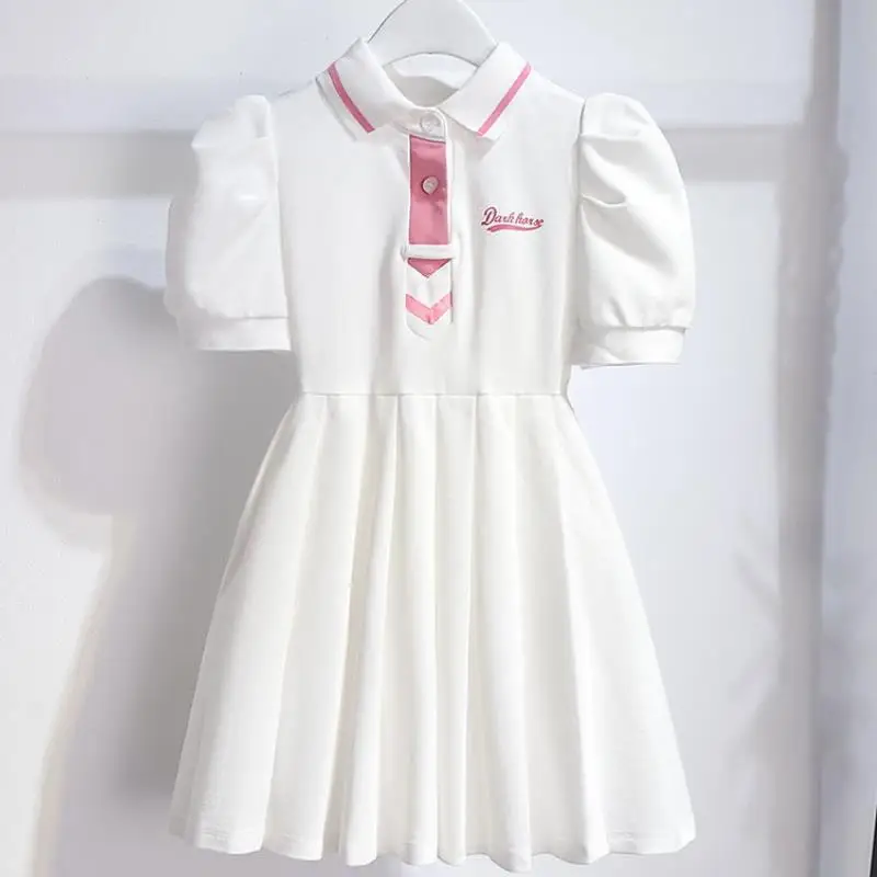 Korean Version New 2024 The Children's Dress Girl's Small Fragrance Sweet Pleated Dress Large Children's Princess Dress 3-12Y