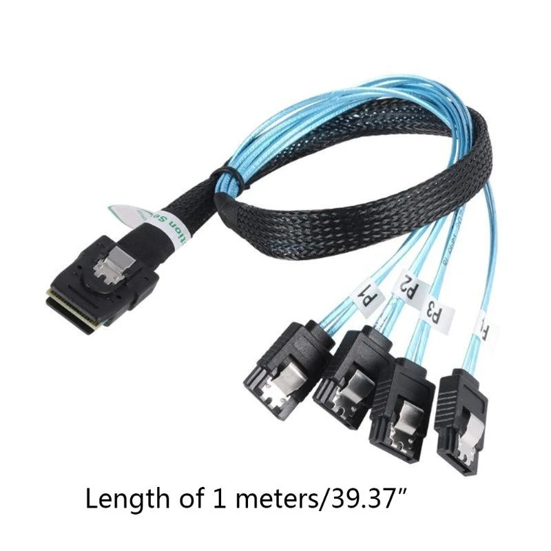 E74D Mini Host/Controller to 4 Target/Backplane Mini 36Pin SFF-8087 Male to 4 7Pin Female Cable Replacement