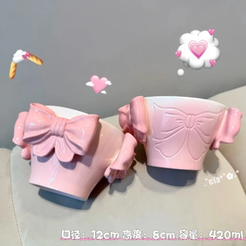 Bow girl heart rice bowl good-looking bowl ceramic household underglaze color personal use