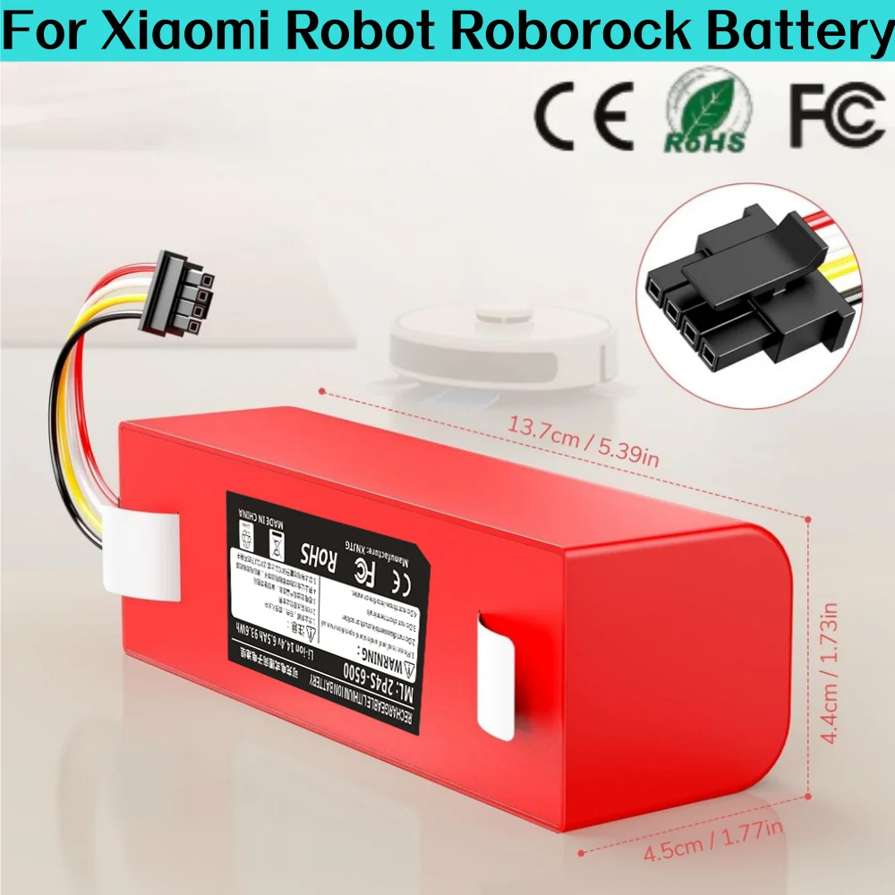 

14.4V 6500mAh Roborock S50 Replacement Battery for Xiaomi Mi Robot Xiaomi Mijia Roborock S50 S51 Robotic Vacuum Cleaner.